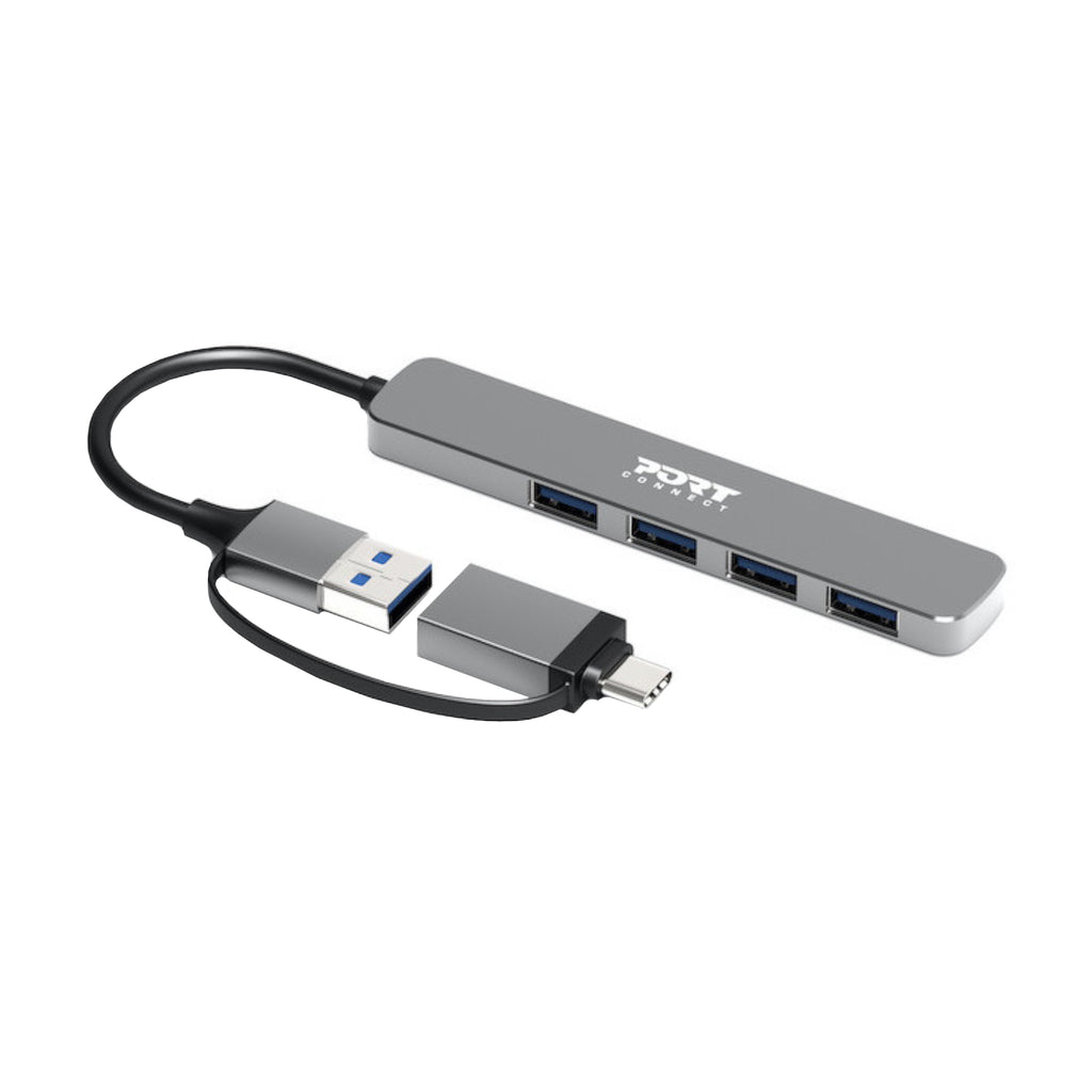 Port Connect USB Type-C to 4-port USB-A 3.0 Hub